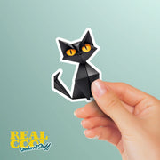 Origami Black Cat Sticker - Cute Black Cat Sticker - Origami Black Cat Decal