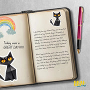 Origami Black Cat Sticker - Cute Black Cat Sticker - Origami Black Cat Decal