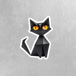 Origami Black Cat Sticker - Cute Black Cat Sticker - Origami Black Cat Decal