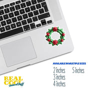 Origami Christmas Wreath Sticker - Cute Christmas Wreath Sticker - Origami Christmas Wreath Decal