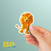 Origami Lion Sticker - Cute Lion Sticker - Origami Lion Decal