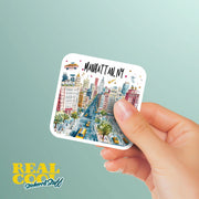 Manhattan Sticker | NY Travel Souvenir | New York City Decor | NYC Gift Ideas | Wall Art & Planner Accessory