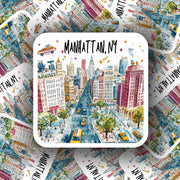 Manhattan Sticker | NY Travel Souvenir | New York City Decor | NYC Gift Ideas | Wall Art & Planner Accessory