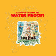 Long Beach Sticker - California Beach Decor, Surfing Art, Travel Souvenir, Ocean Lover Gift, California Stickers, Watercolor Design
