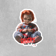 Chucky Sticker - It's a Chucky Kind Of Day, Weatherproof Vinyl Decal for Laptops, Halloween Gifts for Horror Fans