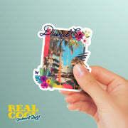 Key West Sticker, Duval Street Decor, Tropical Travel Souvenir, Beach Bum Gift, Vintage Style Vinyl Art, Coastal Wall Decor
