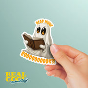 Reading Sticker - Read More Booooks Ghost Sticker - Funny Book Lover Gift for Bibliophiles & Readers