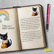 Black Cat Pumpkin - Halloween Sticker - Black Car Sticker