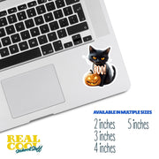Black Cat Pumpkin - Halloween Sticker - Black Car Sticker