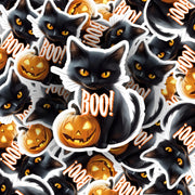 Black Cat Pumpkin - Halloween Sticker - Black Car Sticker