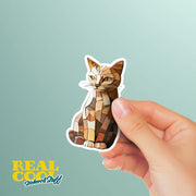 Cat Stickers - Wooden Cat Sticker - Rustic Cat Sticker
