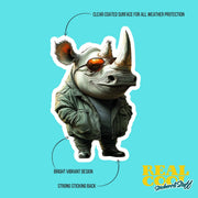 Cool Rhino Sticker - Funny Sunglasses Rhino Decal for Laptop, Water Bottle, and Car – Unique Animal Art - Cute Vinyl Stickers