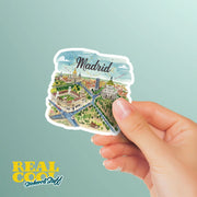 Madrid City Sticker, Travel Souvenir Decal, Urban Wall Art, Vintage Madrid Design, Planner & Scrapbook Accessory