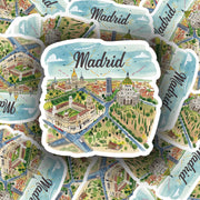 Madrid City Sticker, Travel Souvenir Decal, Urban Wall Art, Vintage Madrid Design, Planner & Scrapbook Accessory