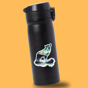 Wolf Sticker - Double Exposure Sticker - Howling Wolf Sticker - Northern Lights Sticker