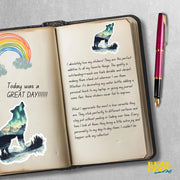 Wolf Sticker - Double Exposure Sticker - Howling Wolf Sticker - Northern Lights Sticker