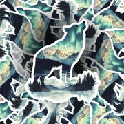 Wolf Sticker - Double Exposure Sticker - Howling Wolf Sticker - Northern Lights Sticker