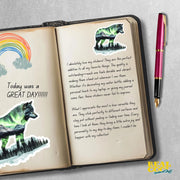 Wolf Sticker - Double Exposure Design - Northern Lights Decal - Unique Wolf Art for Home & Laptop Decor