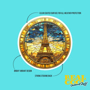 Eiffel Tower Sticker - Stained Glass Paris Decal, Unique Wall Art, Travel Decor, Perfect Gift for Paris Lovers & Globetrotting Friends