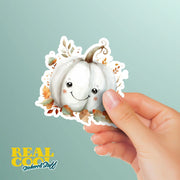 White Pumpkin Sticker | Watercolor White Pumpkin Decal for Fall Decor, Scrapbooking & Journals, Cute Autumn Decoration