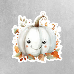 White Pumpkin Sticker | Watercolor White Pumpkin Decal for Fall Decor, Scrapbooking & Journals, Cute Autumn Decoration