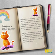 Don't Worry Be Happy Sticker | Funny Cat Sticker | Cute Cat Decal for Laptop, Water Bottle & Journal, Feline Motivational Art