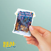 New York Sticker, New York Winter Decal, Winter Wonderland Decor, NYC Art, Travel Souvenir, Holiday Gift, Waterproof Vinyl
