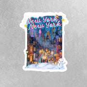 New York Sticker, New York Winter Decal, Winter Wonderland Decor, NYC Art, Travel Souvenir, Holiday Gift, Waterproof Vinyl