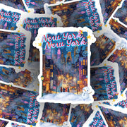 New York Sticker, New York Winter Decal, Winter Wonderland Decor, NYC Art, Travel Souvenir, Holiday Gift, Waterproof Vinyl