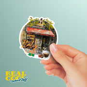 Italy Cafe Sticker, Vintage Cafe Aesthetic, Coffee Lovers Decor, Planner Accessories, Italian Coffee Shop Art