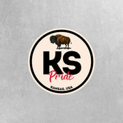 Kansas Pride Sticker - Kansas State Abbreviation Decal for Car, Laptop & Water Bottle | Perfect Kansas Gift Souvenir