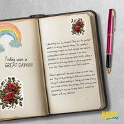 Roses Sticker | Floral Stickers for Craft Projects, Scrapbooking & Journals, Cute Rose Decals, Garden Party Decor