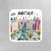 Manhattan Sticker | NY Travel Souvenir | New York City Decor | NYC Gift Ideas | Wall Art & Planner Accessory