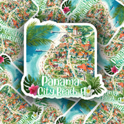 Panama City Beach Sticker | Florida Decal, Tropical Vacation Souvenir, Waterproof Beach Decor & Travel Accessory