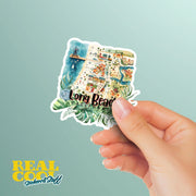 Long Beach Sticker - California Beach Decor, Surfing Art, Travel Souvenir, Ocean Lover Gift, California Stickers, Watercolor Design