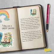 Long Beach Sticker - California Beach Decor, Surfing Art, Travel Souvenir, Ocean Lover Gift, California Stickers, Watercolor Design