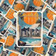 Honolulu Sticker - Vintage Hawaii Travel Decal, Retro Island Art, Aloha Decor, Surfing Adventure, Tropical Gifts & Souvenirs