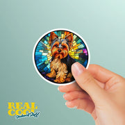 Yorkie Sticker - Stained Glass Yorkie Decal for Dog Lovers, Cute Pet Art, Waterproof Vinyl Design, Home & Car Decor