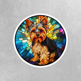 Yorkie Sticker - Stained Glass Yorkie Decal for Dog Lovers, Cute Pet Art, Waterproof Vinyl Design, Home & Car Decor