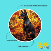Doberman Sticker - Stained Glass Doberman Decal for Dog Lovers, Cute Pet Art, Waterproof Vinyl Design, Home & Car Decor