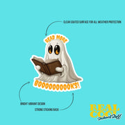Reading Sticker - Read More Booooks Ghost Sticker - Funny Book Lover Gift for Bibliophiles & Readers
