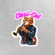 Clari-Cat Sticker | Clarinet Playing Cat | Fun Musician Cat Art | Cute Cat Decal | Gifts for Musicians & Cat Lovers