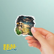 UFO Sticker | Cute Alien Beach Sticker | Alien Sticker | Space Aesthetic Gift