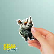 Cool Rhino Sticker - Funny Sunglasses Rhino Decal for Laptop, Water Bottle, and Car – Unique Animal Art - Cute Vinyl Stickers