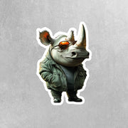 Cool Rhino Sticker - Funny Sunglasses Rhino Decal for Laptop, Water Bottle, and Car – Unique Animal Art - Cute Vinyl Stickers