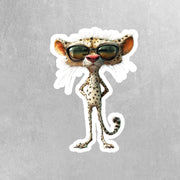 Cool Cheetah Sticker - Funny Sunglasses Cheetah Decal for Laptop, Cute Wild Animal Sticker, Perfect Gift for Animal Lovers