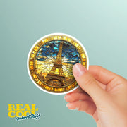 Eiffel Tower Sticker - Stained Glass Paris Decal, Unique Wall Art, Travel Decor, Perfect Gift for Paris Lovers & Globetrotting Friends