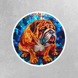 Bulldog Sticker - Stained Glass Bulldog Decal for Dog Lovers, Unique Wall Art, Car Decoration & Gift Idea