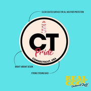 Connecticut Pride Sticker - Connecticut State Abbreviation Decal for Car, Laptop & Water Bottle | Perfect Connecticut Gift Souvenir