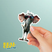 Cool Elephant Sticker - Funny Sunglasses Elephant Decal, Waterproof Vinyl, Cute Car Sticker & Party Favor for Elephant Lovers